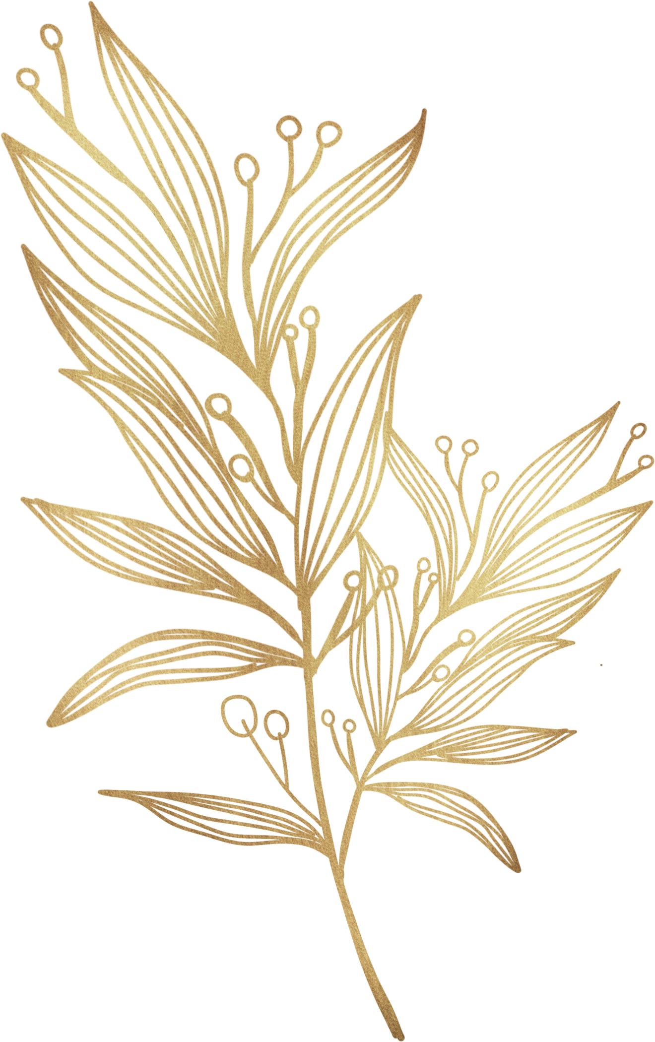golden flower and leaves branch